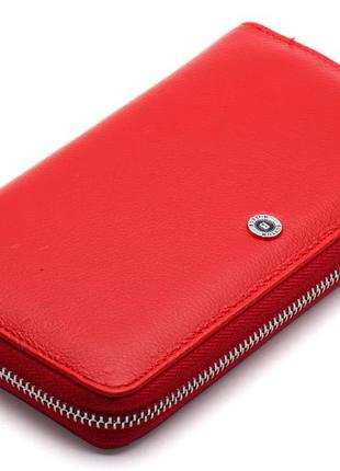 Червоний жіночий гаманець на блискавці з натуральної шкіри boston b272