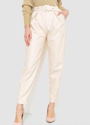 Штани жіночі з екошкіри, колір кремовий, 186r5965