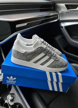 Мужские качественные кроссовки adidas gazelle gray white,легкие модные яркие качественные кроссовки ,спортивны10 фото