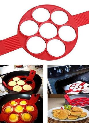 Силиконовая форма для оладий и яиц flippin fantastic, форма кольцо для приготовления...