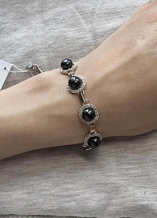 Серебряный женский браслет с натуральным жемчугом