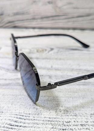 Сонцезахисні окуляри унісекс, сині в металевій оправі (без бренда)3 фото