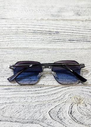 Сонцезахисні окуляри унісекс, сині в металевій оправі (без бренда)7 фото