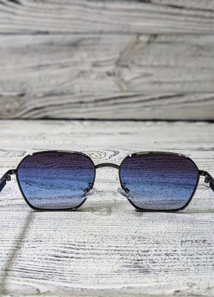 Сонцезахисні окуляри унісекс, сині в металевій оправі (без бренда)5 фото