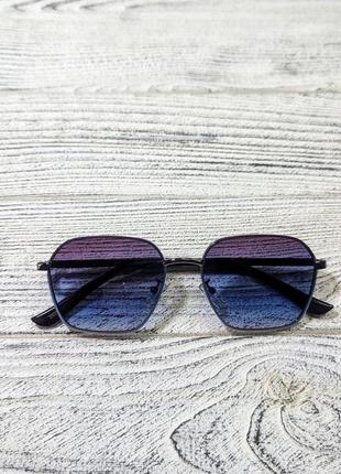 Сонцезахисні окуляри унісекс, сині в металевій оправі (без бренда)6 фото