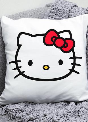 Декоративна подушка плюшева подарунок з принтом котика hello kitty