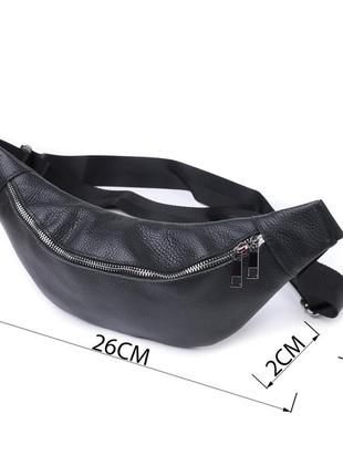 Удобная сумка-бананка унисекс из натуральной кожи shvigel 22824 черная