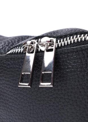 Удобная сумка-бананка унисекс из натуральной кожи shvigel 22824 черная