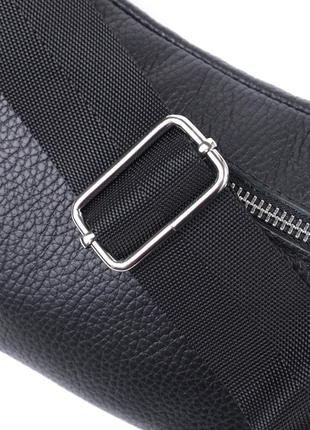 Удобная сумка-бананка унисекс из натуральной кожи shvigel 22824 черная