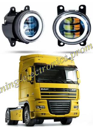 Led противотуманные фары с дхо на daf xf105 белые 30 ватт лед туманки даф 105