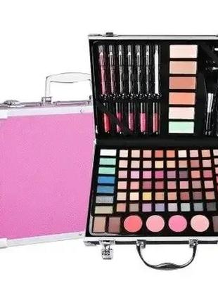 Полный набор косметики в кейсе, 30х21х6,5см, розовый. бьюти кейс с косметикой...