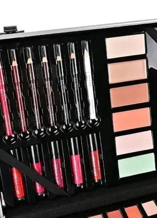 Полный набор косметики в кейсе, 30х21х6,5см, розовый. бьюти кейс с косметикой...