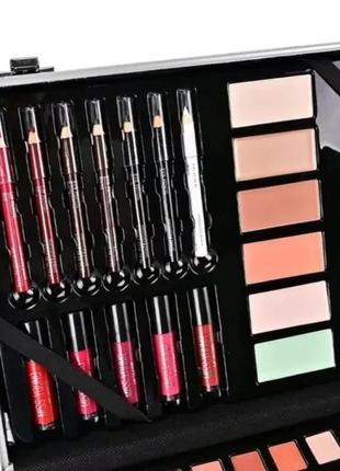 Полный набор косметики в кейсе, 30х21х6,5см, розовый. бьюти кейс с косметикой...