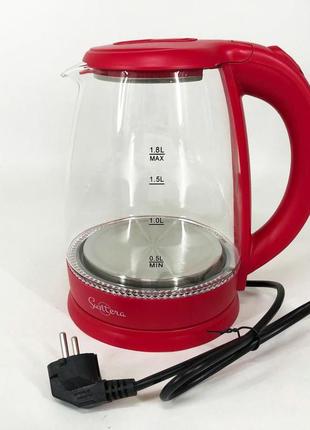 Электрочайник suntera ekb-322r, чайники с подсветкой, электрочайники с подсветкой. цвет: красный dm-112 фото