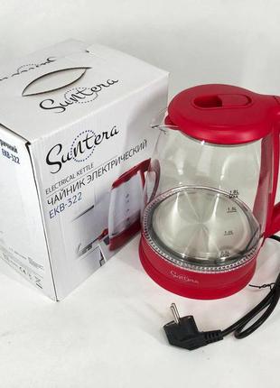 Электрочайник suntera ekb-322r, чайники с подсветкой, электрочайники с подсветкой. цвет: красный dm-115 фото