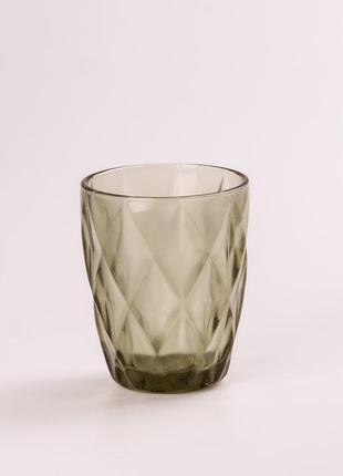 Склянка для напоїв фігурна гранована з товстого скла набір 6 шт зелений2 фото