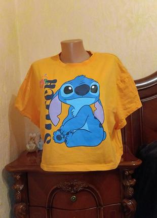 Футболка stitch оверсайз вкорочена disney нова з німеччини