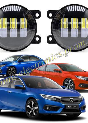 Протитуманні фари led 45watt honda civic x [2015-н.в.] на 3 лінзи біло-жовті