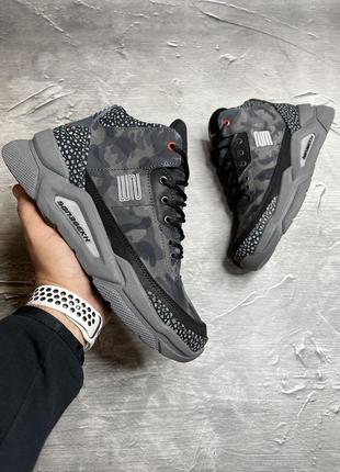 Зимние мужские ботинки jordan grey black (мех) 40-42-43-44-45