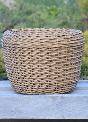 Кашпо 20 литров (горщик для квітів та рослин),вазон із штучного ротангу ручної роботи. колір світле дерево