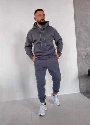 Мужской теплый спортивный костюм на флисе утепленный зимний зима