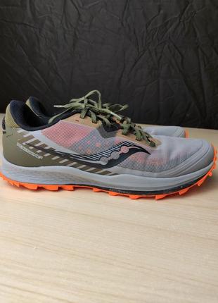 Кроссовки saucony peregrine 11 трейловые кросівки для бега 46 оригинал мужские беговые серые оранжевые