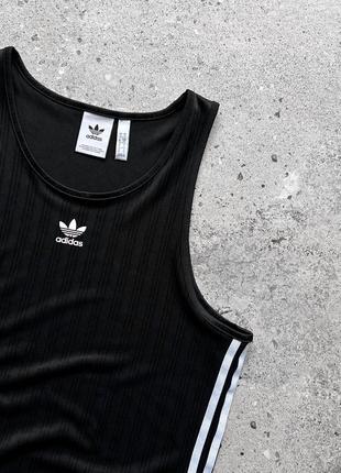 Adidas adicolor trefoil logo black tank top white 3-stripes чоловіча майка2 фото