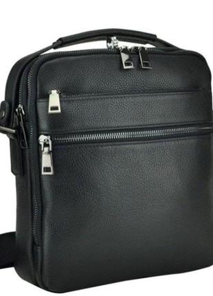Черная кожаная мужская сумка на плечо "tiding bag" mn-284334