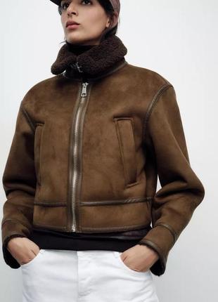 Куртка коричнева вкорочена zara new