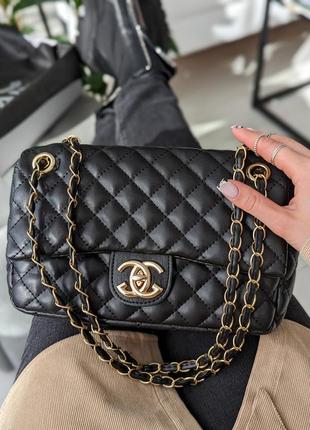 Женская черная сумка клатч шанель черная классическая chanel