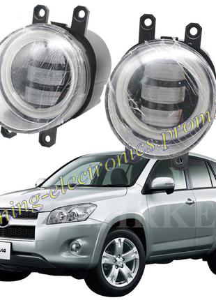 Протитуманні фари led 45watt toyota rav 4, camry, yaris 5500lumen біло-жовті на 3 лінзи з чіткою стг