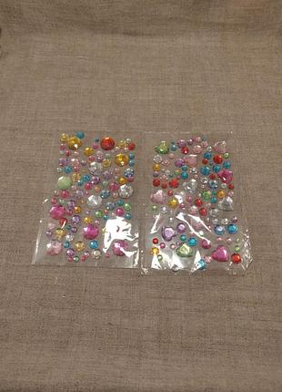 Наклейки стрази сердечки та кружочки