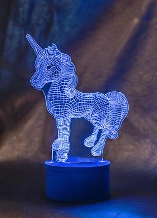 3d-світильник єдиноріг, 3д-нічник, кілька підсвічувань (на пульті)