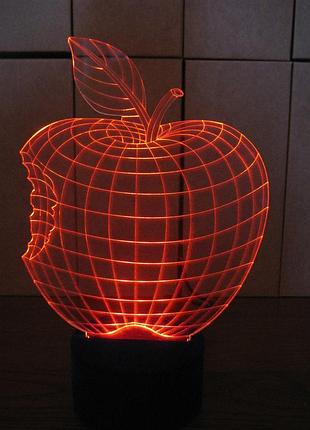 3d-светильник яблоко, 3д-ночник, несколько подсветок (батарейка+220в)