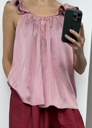 Ted baker блузка вільного крою з атласного шовку у тонку смужку