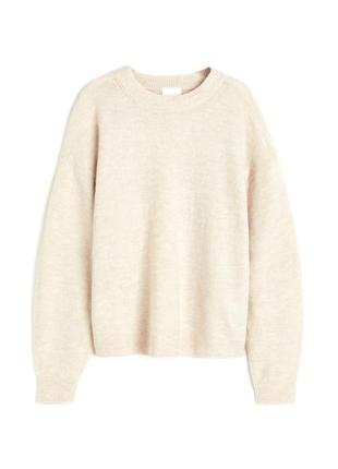 Бежевий, кремовий теплий об'ємний оверсайз светр, джемпер h&m