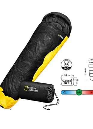 Спальний мішок national geographic sleeping bag 230 x 74 cм black/yellow