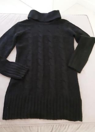 Теплий подовжений жіночий светр з коміром стійкою