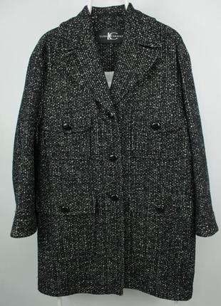 Дизайнерское пальто в твидовом стиле luisa cerano tweed style black cotton oversized coat jacket