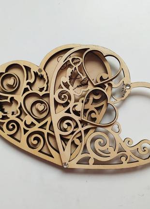 Шкатулка из дерева сердце совет да любовь, деревянная шкатулка для колец, свадебная шкатулка