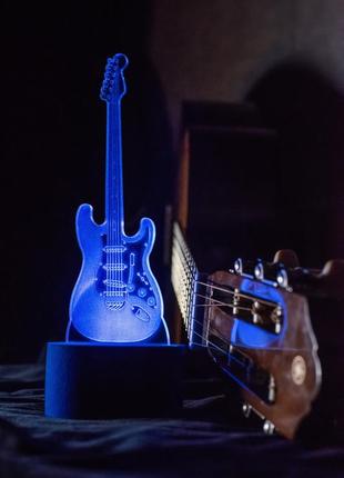 3d-светильник гитара, 3д-ночник, несколько подсветок (на пульте), подарок гитаристу рок музыканту