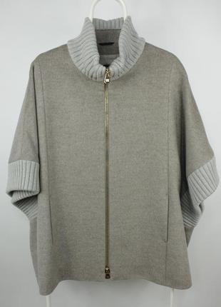 Шикарне вовняне пончо накидка cinzia rocca gray wool cape coat full zip oversized jacket
