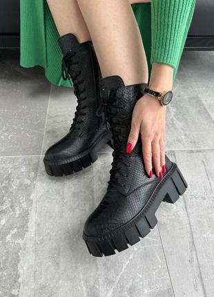 Деми / зимние крутые берцы из натуральной кожи под рептилию 😍