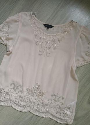 Блуза нежная,шифоновая,расшита бисером new look