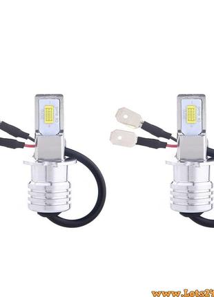 Автолампи h3 3570 led 6000k з радіатором світлодіодні лампочки для авто краще за галогенові та ксенонові