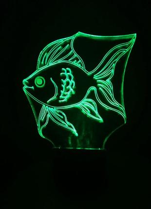 3d-светильник золотая рыбка, 3д-ночник, несколько подсветок (на батарейке), подарок рыбаку аквариумисту