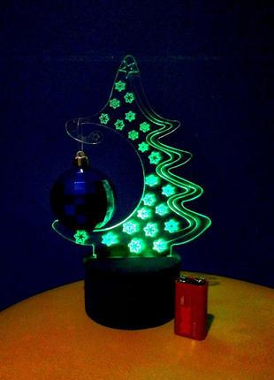 3d-светильник елка, 3д-ночник, несколько подсветок (на батарейке), подарок на новый год