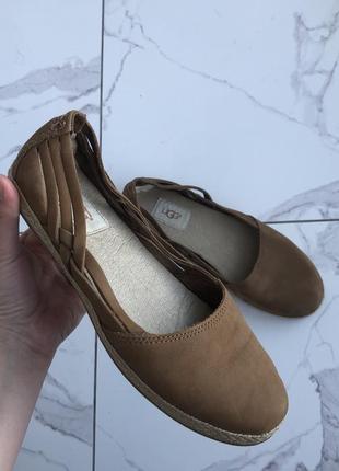 Ugg балетки эспадрильи мокасины 38р 24см слипоны кожаные