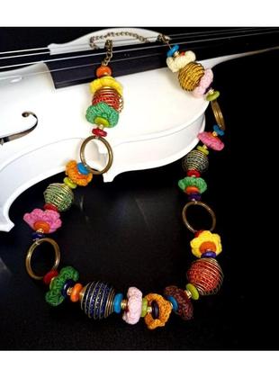 Дизайнерське намисто ручної роботи крейзі квілт бохо в подарунковій упаковці + подарунок