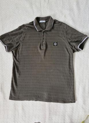 Мужская футболка stone island, лодочка рубашка хаки, мужская футболка рубашка, милоловое поло, мужское поло